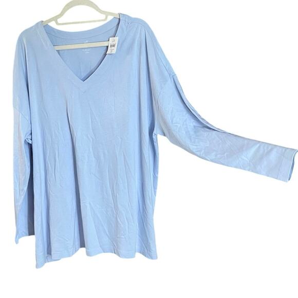 J.Jill Simply Supima V-Neck Tunic Hydrangea Blue 3X NWT minimalist long sleeve - Picture 1 of 8